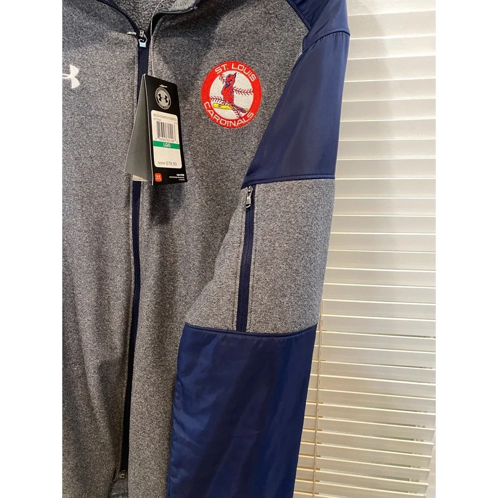 Under Armour St Louis Cardinals ColdGear Full‎ Zip Jacket Mens Large Grey Navy